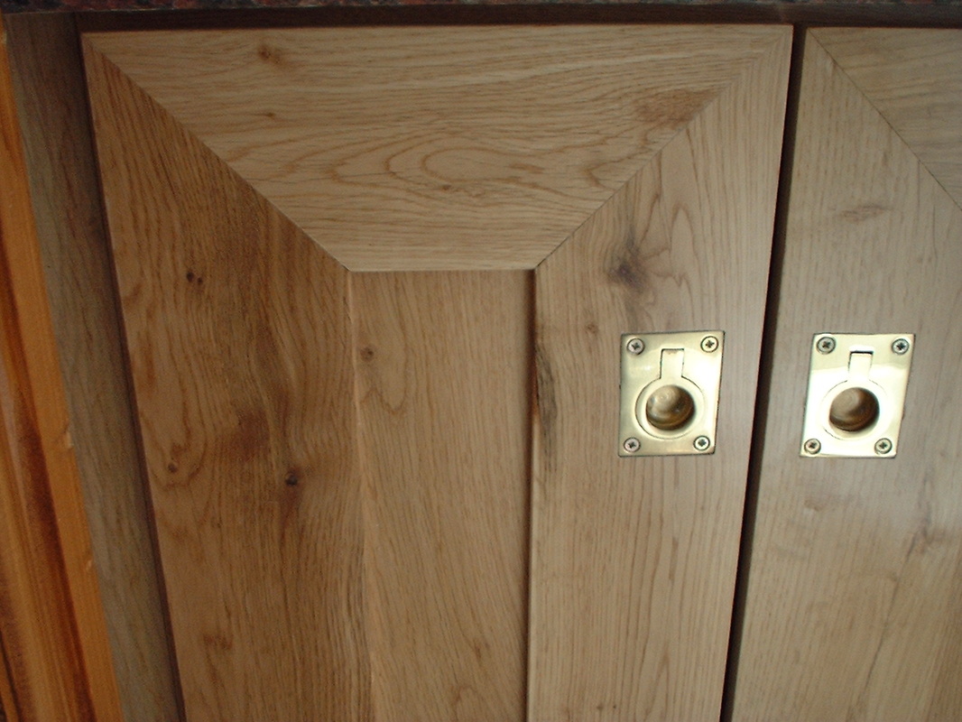 Rustic oak cabinet doors.